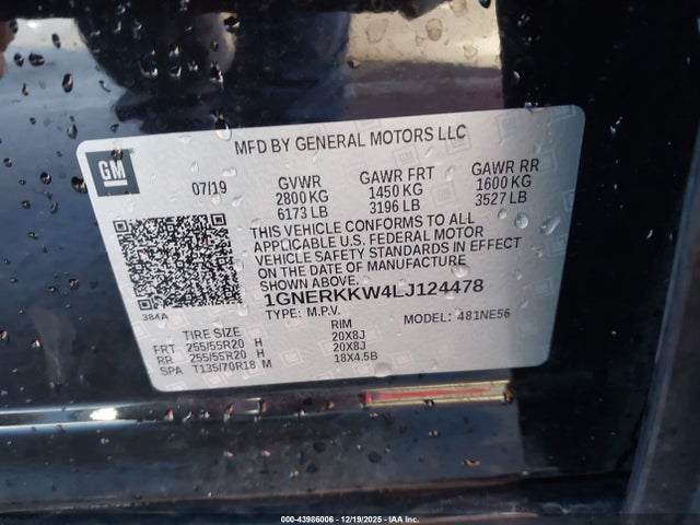 1GNERKKW4LJ124478 Chevrolet Traverse Fwd Premier