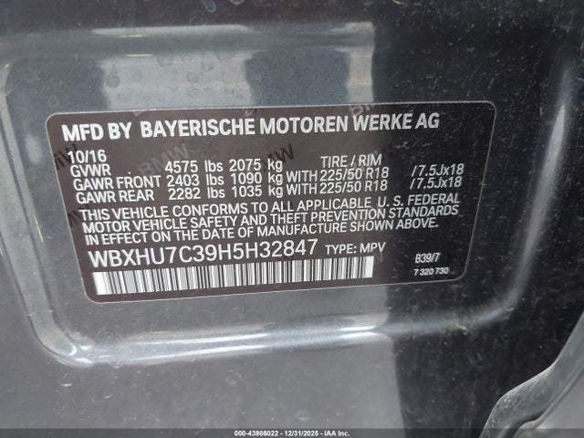 WBXHU7C39H5H32847 BMW X1 Sdrive28i