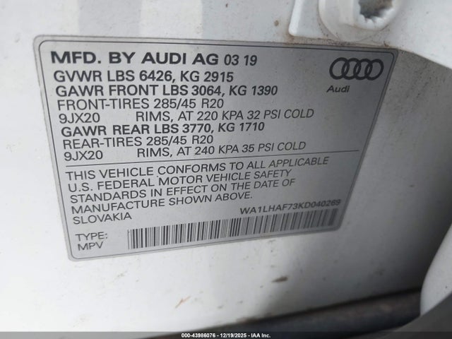 2019 AUDI Q7 WA1LHAF73KD040269 Photo 8