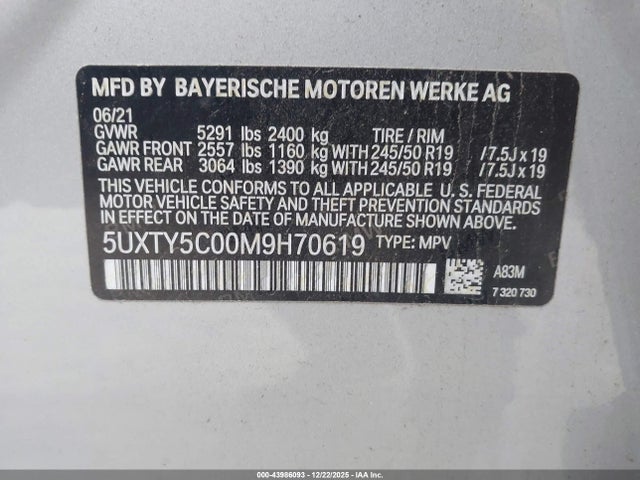 2021 BMW X3 5UXTY5C00M9H70619 Photo 8