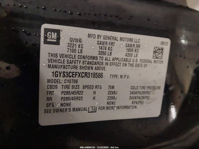 2012 CADILLAC ESCALADE 1GYS3CEFXCR318586 Photo 8