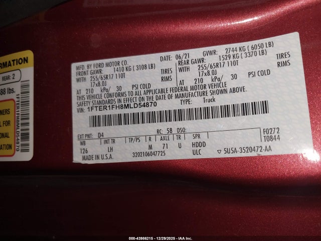 2021 FORD RANGER 1FTER1FH8MLD54870 Photo 8