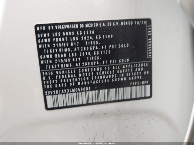 2020 VOLKSWAGEN TIGUAN 3VV2B7AX3LM055004 Photo 8