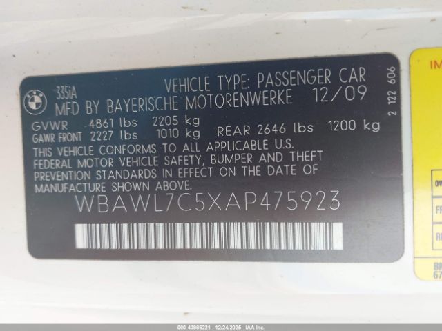 2010 BMW 335I WBAWL7C5XAP475923 Photo 8