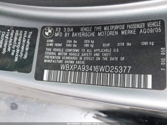 2006 BMW X3 WBXPA93416WD25377 Photo 8