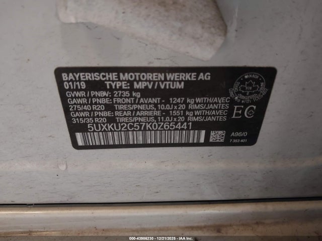 2019 BMW X6 5UXKU2C57K0Z65441 Photo 8