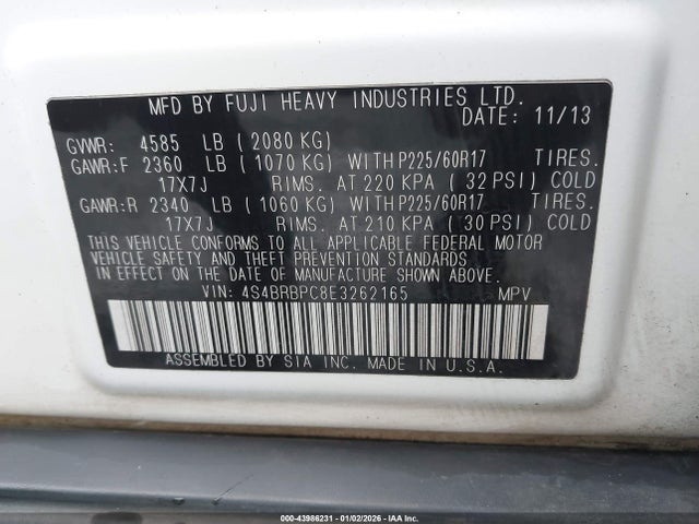 Subaru Outback 2.5i Limited 2014 4S4BRBPC8E3262165 Image 9