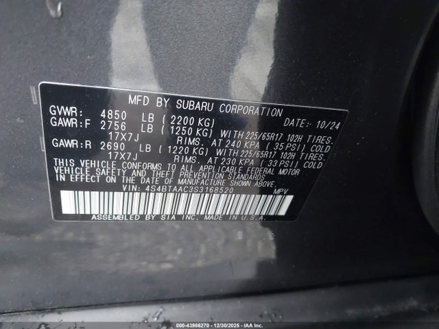 4S4BTAAC3S3168520 Subaru Outback