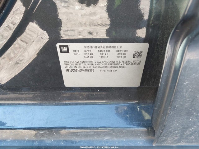 1G1JC5SH0F4182305 Chevrolet Sonic Lt Auto