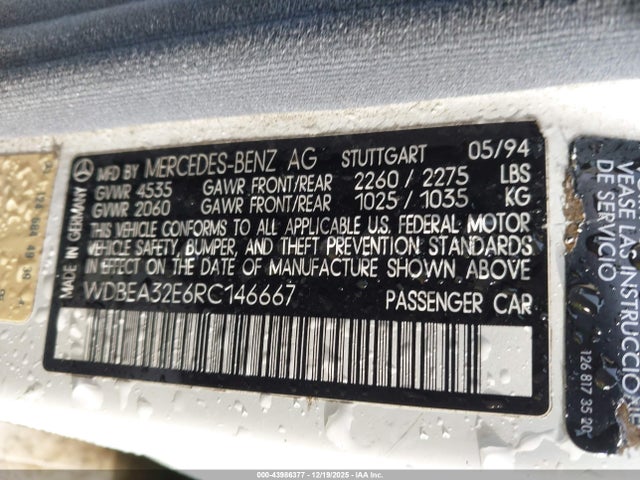 1994 MERCEDES-BENZ E WDBEA32E6RC146667 Photo 8