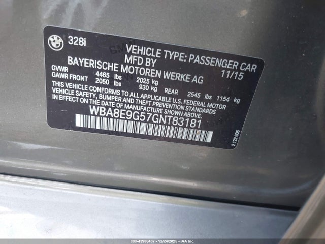 2016 BMW 328I WBA8E9G57GNT83181 Photo 8