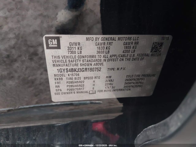 2016 CADILLAC ESCALADE 1GYS4BKJ3GR180752 Photo 8