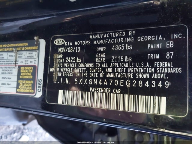 5XXGN4A70EG284349 KIA OPTIMA EX