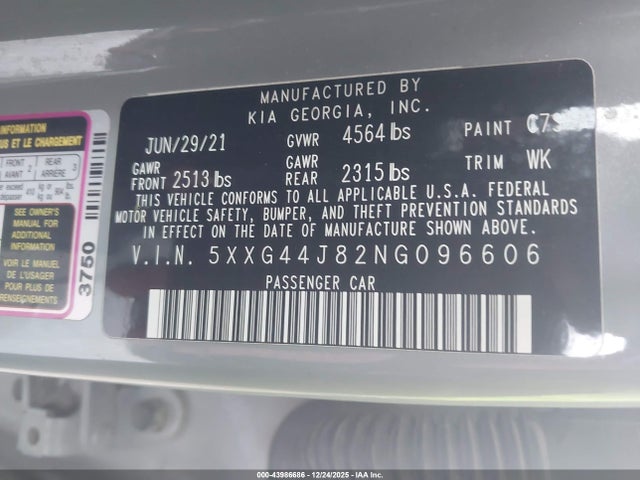 5XXG44J82NG096606 KIA K5 Gt