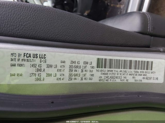 2016 DODGE DURANGO 1C4RDJAG6GC481913 Photo 8