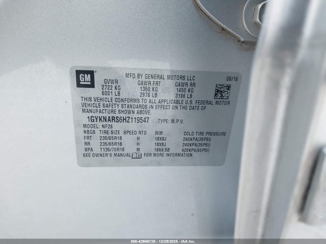 2017 CADILLAC XT5 1GYKNARS6HZ119547 Photo 8