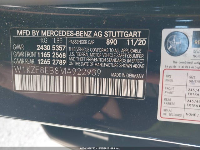 2021 MERCEDES-BENZ E 350 W1KZF8EB8MA922939 Photo 8