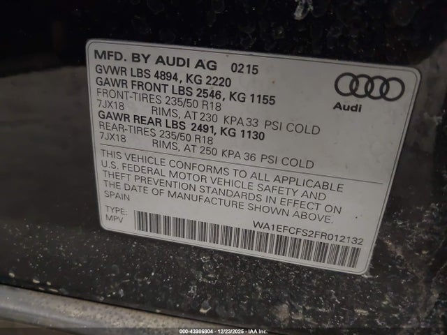 2015 AUDI Q3 WA1EFCFS2FR012132 Photo 8
