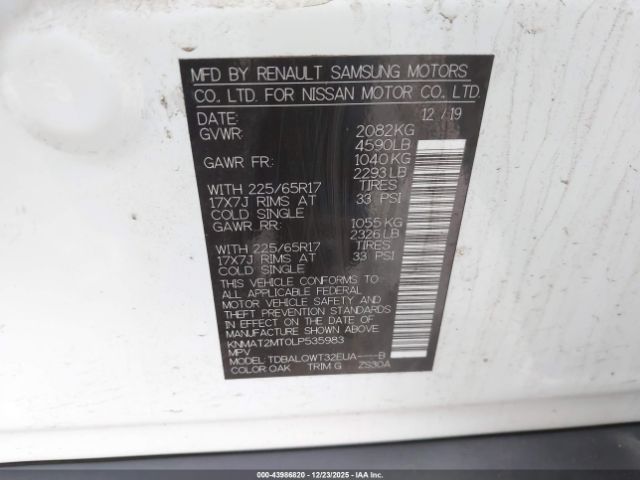 2020 NISSAN ROGUE KNMAT2MT0LP535983 Photo 8