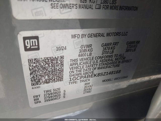 1GCPABEK8SZ148168 Chevrolet Silverado 1500 2wd Short Bed Custom