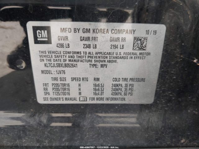 2020 CHEVROLET TRAX KL7CJLSBXLB052641 Photo 8