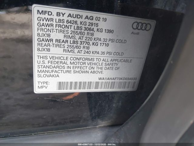2019 AUDI Q7 WA1AHAF73KD034933 Photo 8