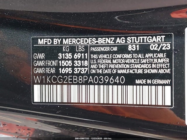 W1KCG2EB8PA039640 Mercedes-Benz Eqs 450 4matic
