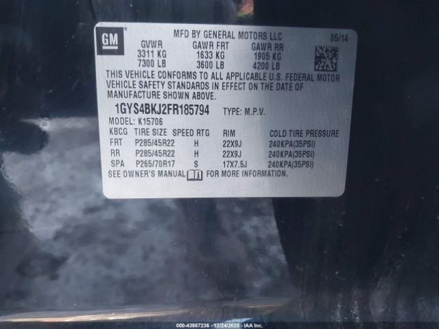 2015 CADILLAC ESCALADE 1GYS4BKJ2FR185794 Photo 8