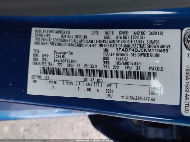 2019 FORD FIESTA 3FADP4BJ5KM110459 Photo 8