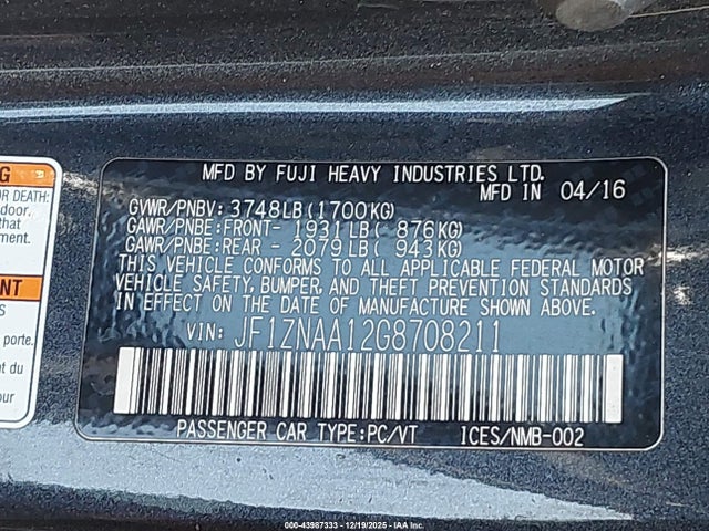 JF1ZNAA12G8708211 Scion FR-S