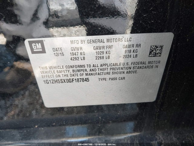 1G1ZH5SX0GF187845 Chevrolet Malibu Premier
