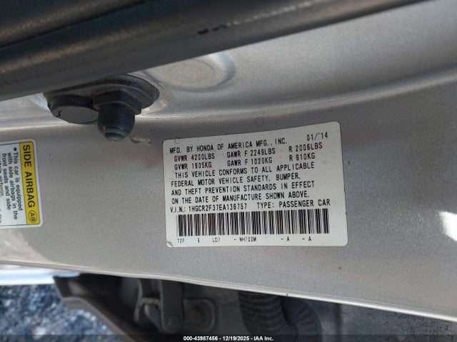 Honda ACCORD LX 2014 1HGCR2F37EA136757 Image 9