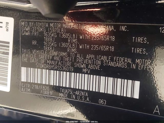 2024 TOYOTA HIGHLANDER 5TDKDRBH5RS536019 Photo 8