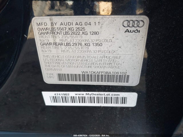 2011 AUDI Q5 WA1DKAFP3BA106102 Photo 8