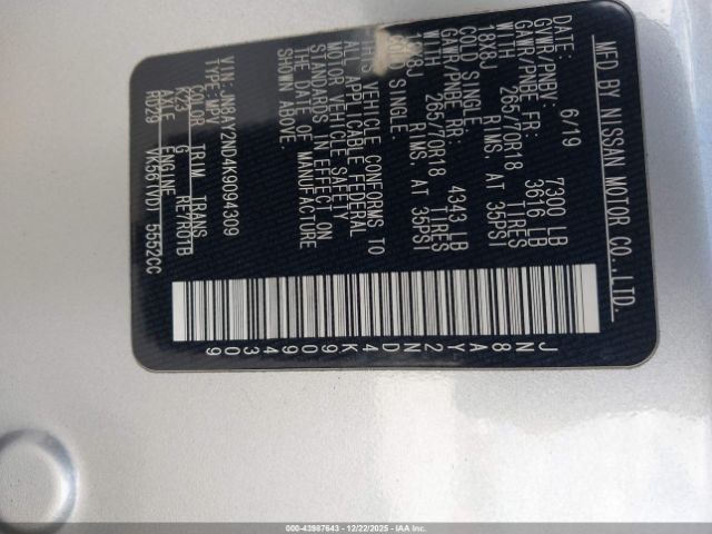 2019 NISSAN ARMADA JN8AY2ND4K9094309 Photo 8