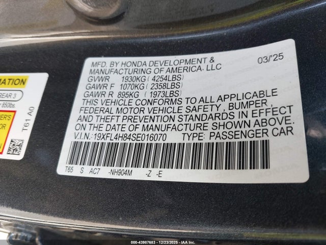 2025 HONDA CIVIC HYBRID 19XFL4H84SE016070 Photo 8