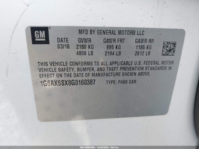2016 CADILLAC CTS 1G6AX5SX8G0160387 Photo 8
