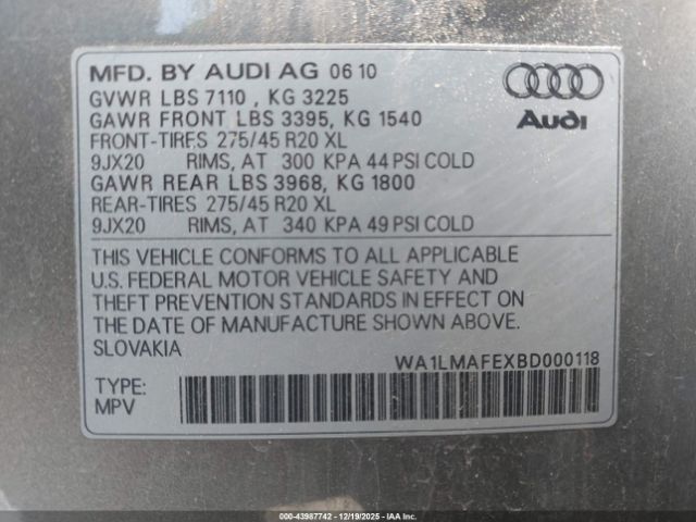 2011 AUDI Q7 WA1LMAFEXBD000118 Photo 8
