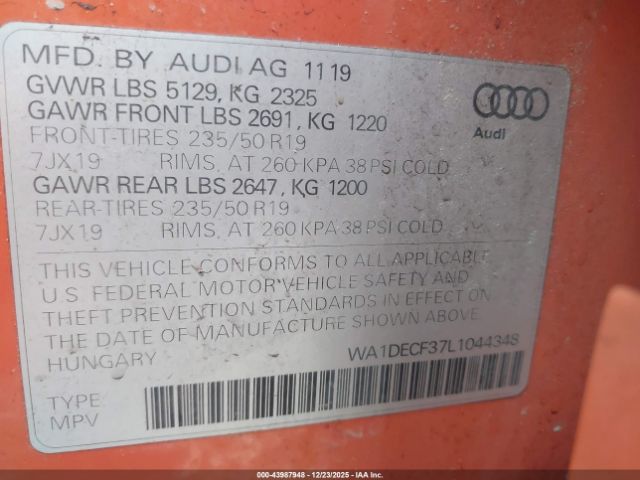 2020 AUDI Q3 WA1DECF37L1044348 Photo 8