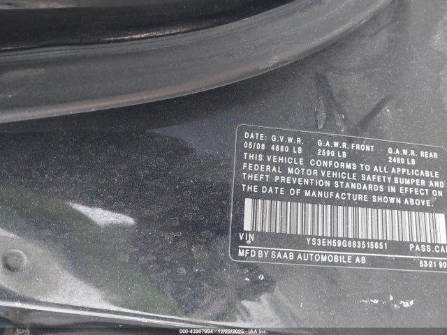 2008 SAAB 9-5 YS3EH59G883515651 Photo 8