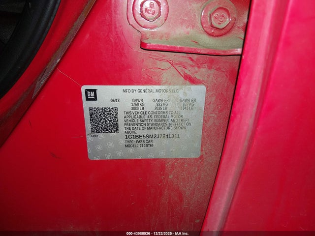 1G1BE5SM2J7241311 Chevrolet Cruze Lt Auto