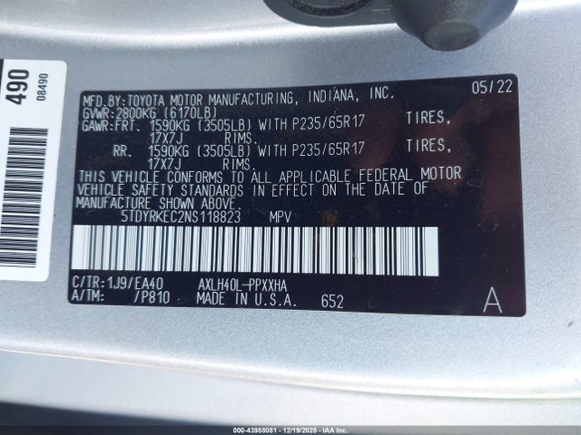 2022 TOYOTA SIENNA 5TDYRKEC2NS118823 Photo 8