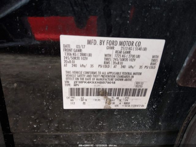 2017 FORD EDGE 2FMPK4K9XHBB79018 Photo 8