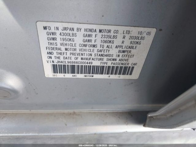 2006 ACURA TSX JH4CL96866C000449 Photo 8