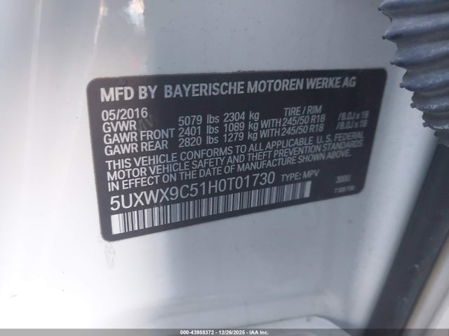 5UXWX9C51H0T01730 BMW X3 Xdrive28i