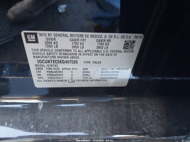 2014 Chevrolet Silverado 1500 High Country მანქანა იყიდება აუქციონზე, vin: 3GCUKTEC6EG497526, აუქციონის ნომერი: 43988427