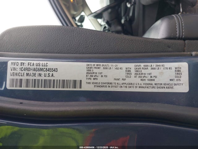 Dodge Durango Sxt Plus Rwd 2021 1C4RDHAG6MC845543 Image 9