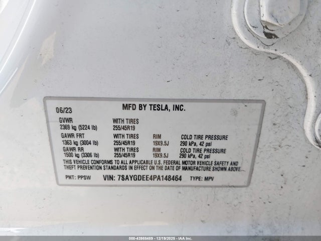 2023 TESLA MODEL Y 7SAYGDEE4PA148464 Photo 8