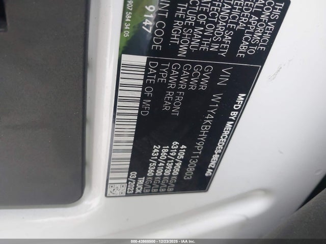 W1Y4KBHY9PT130803 Mercedes-Benz Sprinter 2500 Standard Roof 4-cyl Diesel