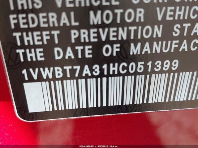 2017 VOLKSWAGEN PASSAT 1VWBT7A31HC051399 Photo 8